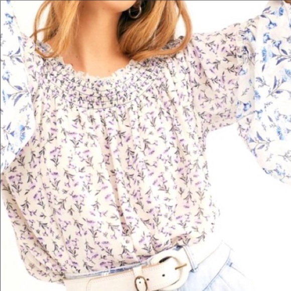 161. Free People Rose Valley Top in Ivory Combo - Picture 16 of 16